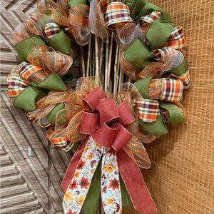 Hand Crafted Festive Wreath with Green and Red Accents